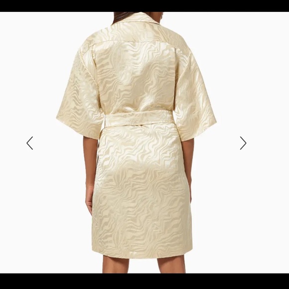 $395 Sandro Jacquard Belted Shirt Dress Knee Length Button Cream Medium 34 NWT - Picture 4 of 5